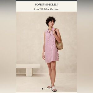NWT Banana Republic Poplin Mini Dress - Medium- Red Stripe